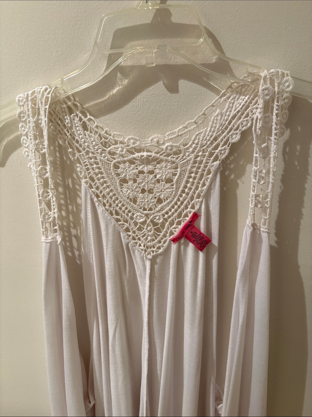 Extra Touch White Crochet-Detail Chemise